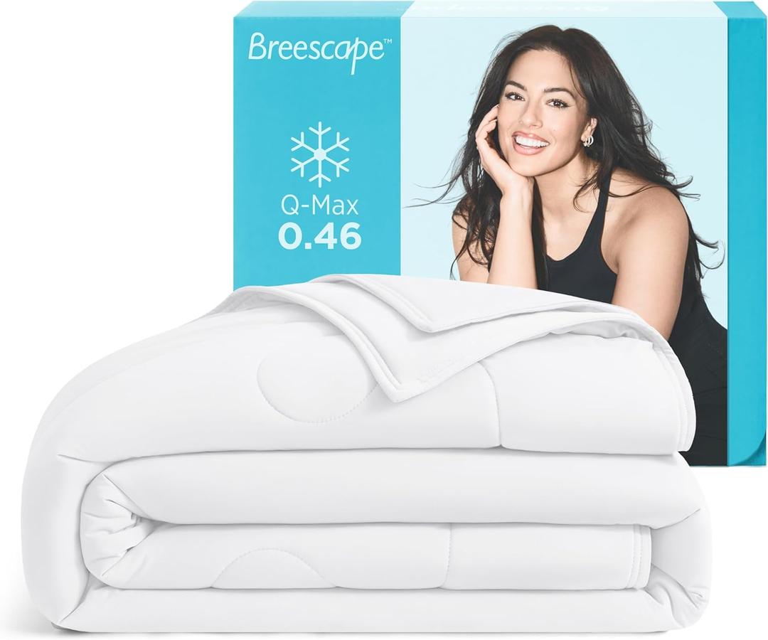 Breescape Cooling Comforter King Size - BlendTek Q-Max>0.46 Tech, Breathable Blanket for Hot Sleepers & Night Sweats Relief, Premium Lightweight Summer Bedding, 106x96 Inches, Snow White