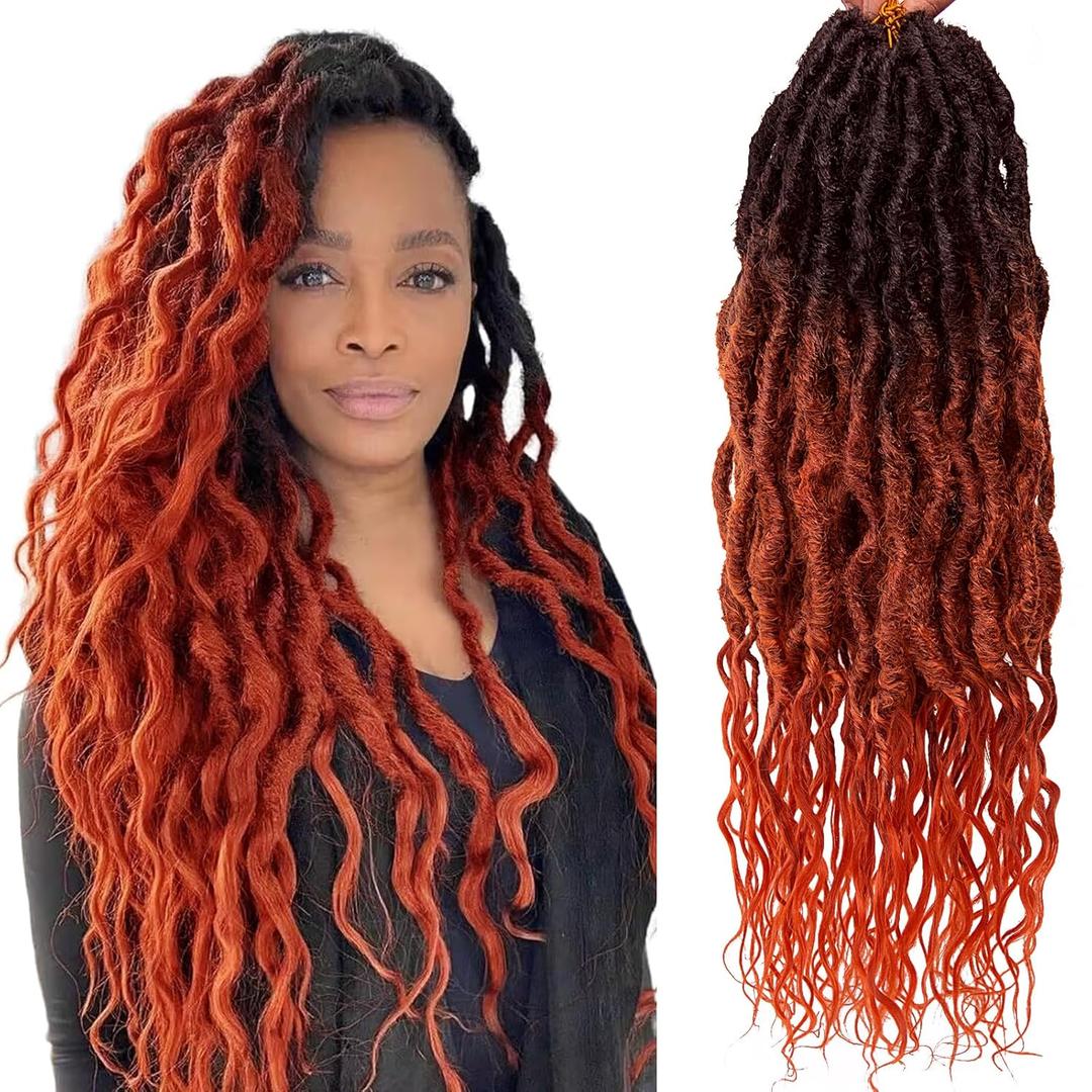 SuyiIRL Faux Locs Crochet Braid Hair Bohemian Locs 24 Inches Synthetic Dreads Ombre Braiding Hair Afro Dreadlock (1B/Orange)