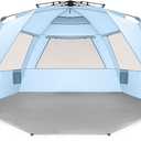Easthills Outdoors Instant Shader Deluxe XL Beach Tent Easy Up 99" Wide for 4-6 Person Sun Shelter - Extended Zippered Porch Included Blue