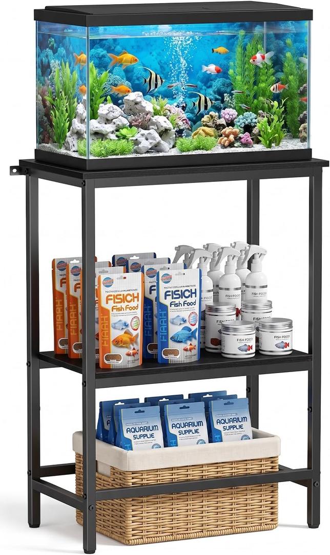 5 & 10 Gallon Fish Tank Stand for Standard Tanks
Fits 5 &10 Gal Standard Tanks for Aquarium, Reptile Terrarium & Turtle Tank, 21.2"L x 11.8"W One-Piece Wooden Tabletop, Black