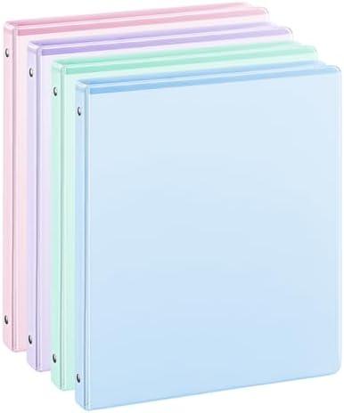 0.5'' 3-Ring-Binder with Pockets, 100 Sheets Capacity, 1/2 inch Binders fits 11" x 8.5" US Letter Size, Assorted 4 Pastel Colors - Ideal for School, Office, and Home Use (0.5 inch)