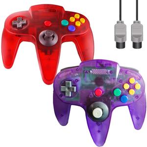 ZeroStory Classic N64 Controller, Wired N64 Controller Upgraded Joystick for N64 Video Game Console (Transparent Red and Transparent Purple)
