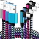 Teeind USB C Angle Cord: [90 Degree/6ft/4Pack] Nylon USB C Cable Compatible with Samsung Galaxy S10/S10e/9/Note 10, Charger Cable-[Blue/Black/Magenta/Purple]