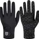 Harrison Howard Horse Riding Gloves All-Season Lightweight Non-Slip for Gardening, Running Equestrian Riding Gloves (Large, black)