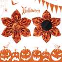 XL Halloween Puppy Collar with Cotton Flowers, Durable Metal Buckle, 16-26in