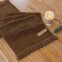 Keketoarrange Boho Brown Table Runner for Home Decor 13x48 Inches Farmhouse Small Macrame Woven Burlap Jute Rustic Coffee Table Runner Dresser Scarf Dining Kitchen Centerpiece Bohemian Decor