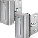 Home Security Door Lock, 2 Pack Childproof Door Reinforcement Lock with 3 Inch Stop Withstand 800 lbs for Top Front Inward Swinging Door, Upgrade Flip High Night Lock to Defend Your Home Kids (Silver)