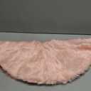 MACTING Faux Fur Christmas Tree Skirt 28 Inch Pink Plush Skirt Fluffy Soft Double Layer Small Tree Mat Base Cover for Merry Christmas Party Holiday Home Indoor Halloween Xmas Tree Decorations
