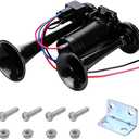 12V Car Air Horn, 600db Super Loud Dual Trumpet Air Horn Kit, Dual Electric Air Horns Kit with Compressor for Vehicle, Truck, Motorcycle, Universal Car Accessories (Black)