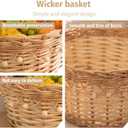 Handwoven Wicker Storage Basket with Wooden Beads, Decorative Round Organizer for Home & Nursery, Boho Chic Decor