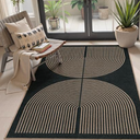 LIVEBOX Rainbow Easy Jute Outdoor Patio Rug, 3x5 Washable Rugs for Entryway Porch, Farmhouse Indoor Outdoor Area Rug, Non Slip Front Door Mat Carpet for Entryway Guestroom Decor (3'x5', Black)