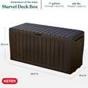 Keter Marvel Plus 71 Gallon Resin Outdoor Storage Box for Patio Furniture Cushions, Throw Pillows, Garden Tools and Pool Floats, Brown