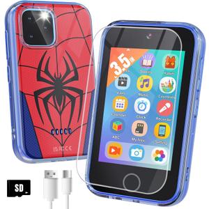 Byserten Kids Smart Phone, 3.5'' Touchscreen Kid Phones with Dual Camera, Educational Toddler Learning Toys for 3-10 Year Old Boys, Christmas Birthday Gifts, Music Player, Habit Tracker, Games, child-size