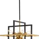 Modern Black and Gold Chandelier, 8 Light Lantern Pendant Light Geometric Sputnik Square Hanging Light Fixtures for Kitchen Islands, Dining Room, Farmhouse, Entryway, Foyers
