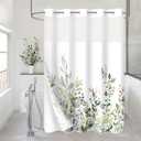 Gibelle No Hook Eucalyptus Shower Curtain with Snap-in Fabric Liner Set, Hotel Style Sage Green Plant Leaves Double Shower Curtain with See Through Top Window, Waterproof & Washable, 72x74
