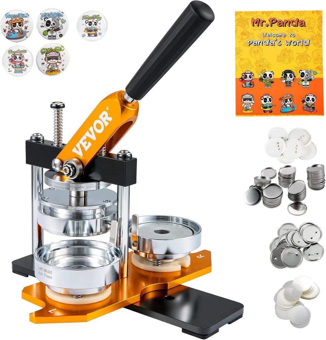 VEVOR Button Maker Machine, 75 mm (3 inch) Badge Punch Press Kit, Children DIY Gifts Pin Maker, Button Making Supplies with 100pcs Button Parts & Circle Cutter & Magic Book