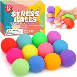 12 Pack Slow Rising Stress Ball,Stress Balls for Kids Adults,Stretchy Fidget Toys for Stress Relief,Hand Therapy Sensory Squishy Ball, Squishy Toys for Kids, Classroom Prize Box Party Favors (1.6 In)