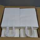 Oikss 100 Pack 5.25x3.25x8.25 Inch Small White Kraft Paper Bags with Handles Bulk for Birthday Wedding Party Favors Grocery Retail Shopping Business Goody Craft Gift Bags Cub Sacks (100pcs Count)