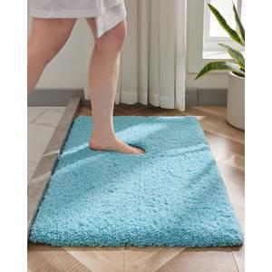 Bathroom Rug 20x32 Non Slip Fluffy Teal Bath Mat for Bathroom Floor Washable Plush Luxury Bath Rug for Tub Soft Shaggy Absorbent Shower Sink Mat