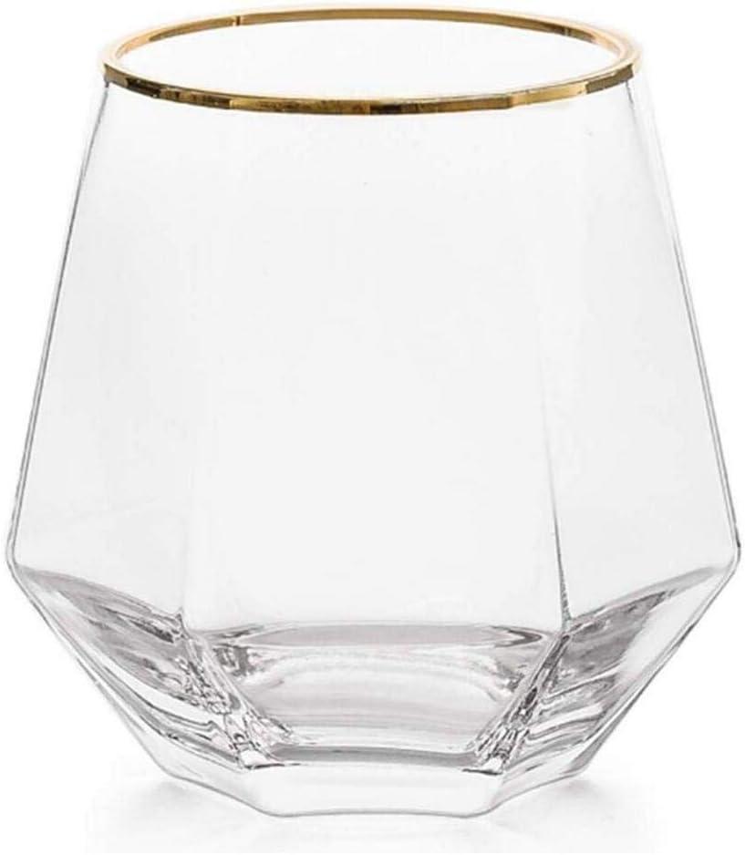 Creative Crystal Glass Hexagonal Whiskey Red Wine Glasses Household Shake Cup Stemless Camping Wine Glasses (40)