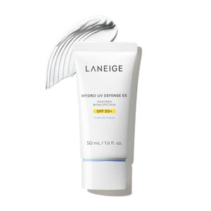 LANEIGE Hydro UV Defense Sunscreen Broad Spectrum SPF 50+: Korean Sunscreen, No White Cast, Dermatologically Tested, Hypoallergenic, 50ML