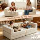 Umoving Modular Floor Sofa Couch Set of 2, Convertible Folding Lounge Sofa Bed with Adjustable Backrest, Family Seating for Kids, Teens & Adults, Gaming, Reading & Relaxing, White