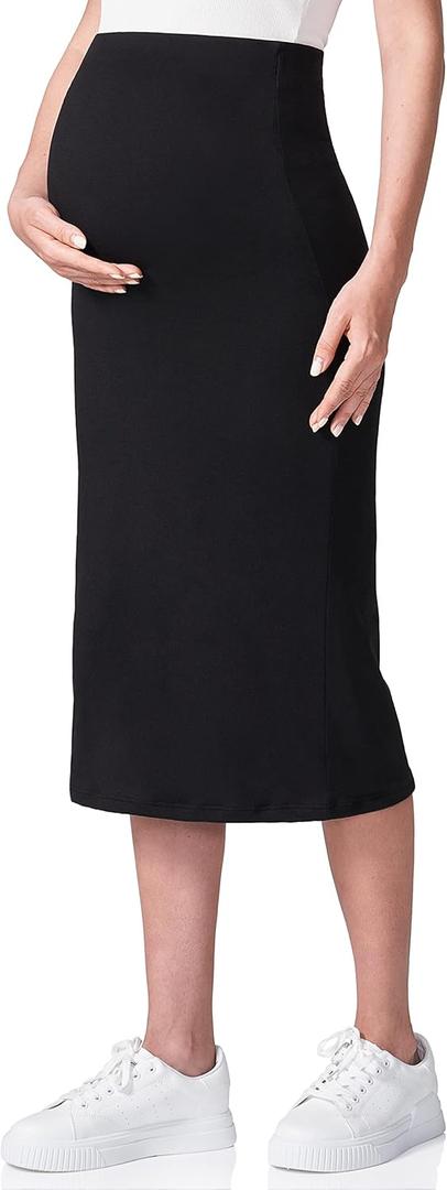 POSHDIVAH Women's Maternity Skirt Over The Belly Midi High Waisted Solid Stretchy Pregnancy Pencil Skirt (XX-Large, Black) POSHDIVAH Women's Maternity Skirt Over The Belly Midi High Waisted Solid Stretchy Pregnancy Pencil Skirt (XX-Large, Black)