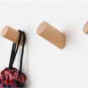 Wood Wall Hooks, 4 Pack Coat Hooks Mounted Rustic Wooden Heavy Duty Robe Hook Hat Rack | for Hanging Bathroom Towels Clothes Hanger (Beech Wood)