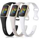 Maledan 2 Pack Bands Compatible with Fitbit Charge 5/Charge 6 Advanced Fitness Tracker, Soft Slim Sport Waterproof Replacement Accessory Wristbands for Women Men, Black/White