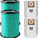 VF6000 5-Layer Replacement Filters for Ridgid Vacuum Filter 5-20 Gallon Wet Dry Vacuums WD5500 WD0671 WD6425 WD7000 WD1280, 2 Pack VF6000 Filters + 2 Pack VF3502 Bags