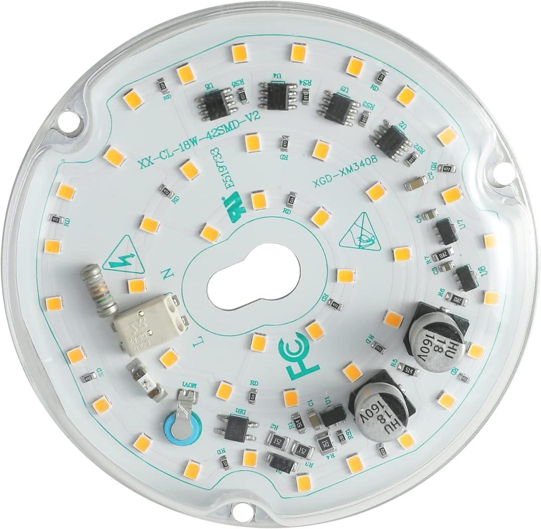 3.93'' LED Ceiling Fan Light Retrofit Kit, Ceiling Light Replacement Panel PCB 18W 3CCT 2200LM 120V CRI90 ETL Dimmable (Pack of 1, Warm White 300K)