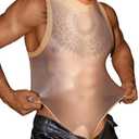 EHSUYAB Sexy Glossy Mens Lingerie Sheer, Snap Crotch Thong Leotard High Cut Muscle Suit, Mesh Rave Bodysuit Top Club Outfits, One Size 