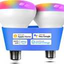 Meross Smart Light Bulb, BR30 Flood WiFi LED Bulbs Compatible with Apple HomeKit, Alexa, Google Assistant & SmartThings, Dimmable E26 Multicolor 2700K-6500K RGBCW, 1300 Lumens 100W Equivalent, 2 Pack