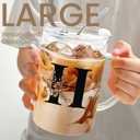 Personalized Extra Large Glass Drinking Cup With Lid Straw Mother's Day Gifts Coffee Cup Regalos Para Mujer Teen Girl Gift Trendy Stuff Iced Glass Tumbler Must Haves For Women Apartment Essentials