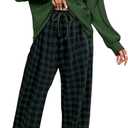 Blooming Jelly Womens Lounge Set Cute Long Sleeve Pajama Sets Casual 2 Piece Pj Outfit Fall Sleepwear Pockets (XX-Large, Green Plaid)
