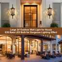 Oil Rubbed Bronze 24" Large Outdoor Coach Light Retro Exterior Waterproof Wall Lantern, Waterproof Aluminum Patio Sconce Light Brown Wall Mount Lamps with Water Glass for Garage, Front Door Garden