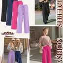 4 Pack Girls' Wide Leg Pants Drawstring Baggy Sweatpants Teen Loose Open Bottom Joggers with Pockets, XS