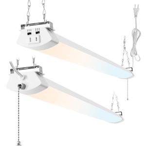 Hlite LED Shop Light 4FT with Pull Chain,5000LM,3 Power level&3CCT