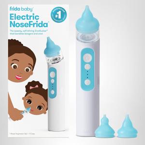 Frida Baby Electric NoseFrida Nasal Aspirator for Baby, Nose Sucker for Baby & Toddler, Upgraded Nasal Aspirator for Congestion + Allergy Relief with 3 Suction Levels, 1 Silicone Tip, USB
