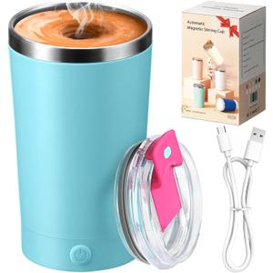 hatisan Self Stirring Coffee Mug With Lid Electric High Speed Self Stirring Mug 400ml Rechargeable Detachable Stainless Steel Self Stirring Cup for Coffee, Milk, Cocoa Christmas Gift(Green)