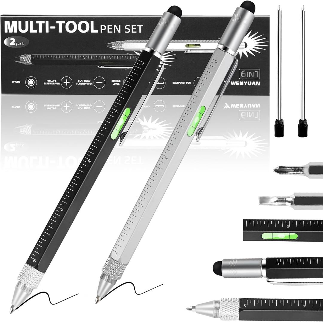 WY WENYUAN Multitool Pen - Men's Gift for Birthday, Dad, Husband, Grandpa; Stocking Stuffer, White Elephant Gift; Tools & Gadgets
