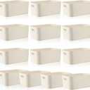 Zopeal Plastic Storage Bins 10 Pcs White Pantry Organizer Bins Small Baskets Storage Containers for Home Kitchen (14 x 10.5 x 6.4 Inch)