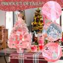 HMASYO Small Christmas Tree with Lights and Ornaments, 22 Inch Pink Tabletop Mini Christmas Tree with Light, Star Topper, DIY Artificial Table Top Xmas Tree for Holiday Indoor Home Decoration