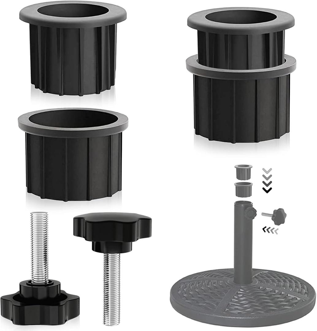 2 Sets Patio Umbrella Base Hole Ring Plug Cover Stand Replacement Parts Black Base Insert Pole Fastening Cap for Old Heavy Umbrella Base