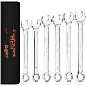 HORUSDY Large Wrench Set with Rolling Pouch | SAE | 6-Piece | 15/16″, 1″, 1-1/16″, 1-1/8″, 1-3/16″, 1-1/4″ | 12 Point | Chrome Vanadium Steel