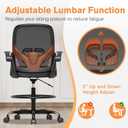 ORRSAKER Drafting Chair Tall Office Chair for Standing Desk, Breathable Mesh Ergonomic Computer Desk Chair with Flip-Up Armrests, Adjustable Lumbar Support and Footrest Ring,300 LBSBlack