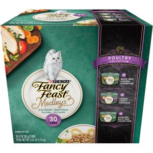 Purina Fancy Feast Medleys Poultry Collection Wet Cat Food Variety Pack - (Pack of 30) 3 oz. Cans (EXP 03/31/28)