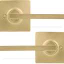 Maven Dummy Door Handles - 2 Pack Heavy Duty Gold Door Handle, Non-Turning Door Handle for Hallway, Closet & French Doors, Single Side, Fits All Standard Doors - Satin Brass