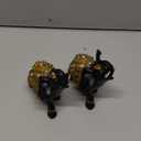 Luck Elephant Decor Set with Trunks Up - Feng Shui Resin Black and Golden Couple Elephant Figurines - Pair of Elephants Statue, Modern Sculpture for Home Decor