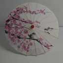Juesi Bamboo Umbrella Chinese Japanese Parasol, Wooden Silk Cloth Collection Paper Parasol for Walks, Performance, Stage Shows, Photography,Art Craft Project, Flower Pattern, Oriental, Decor Use Only